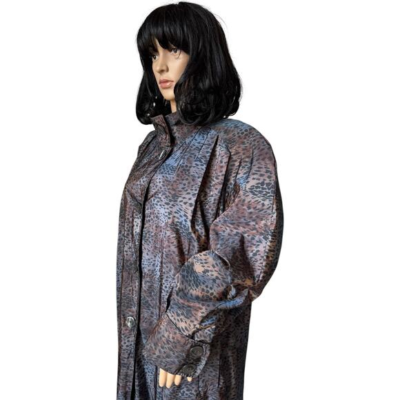 American Vtg Vision iridescent animal print wool lined trench coat XL - Picture 6 of 17